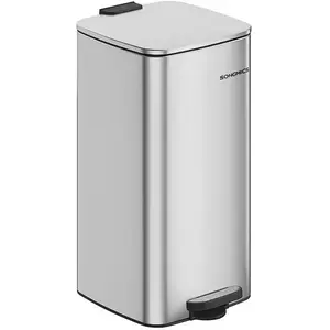 SONGMICS Poubelle de cuisine à pédale en acier, Argent Métallique / 30 L LTB593E01 pas cher