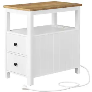 VASAGLE Table d'Appoint avec Multiprise LET327W14 pas cher