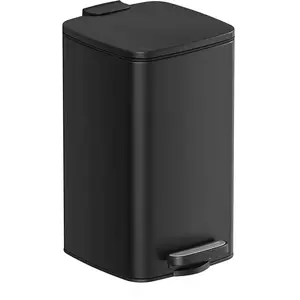 SONGMICS 8-liter cosmetische afvalbak, badkamerprullenbak, kleine afvalbak, pedaalemmer, voor kleine ruimtes, met deksel, softclose, staal, zwart LTB591B0802 pas cher