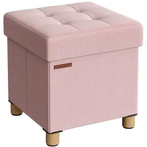 Songmics Opvouwbare opbergbank 38 x 38 x 40 cm met opbergruimte pastelroze pas cher