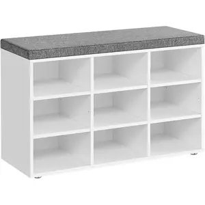 VASAGLE Banc à chaussures 9 compartiments, Blanc Classique / 9 Compartiments(30,3P x 78,5L cm) LHS009W14 pas cher