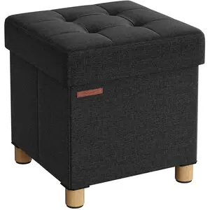 Songmics Opbergbare bank met opbergruimte - Zwart - 38 x 38 x 40 cm
