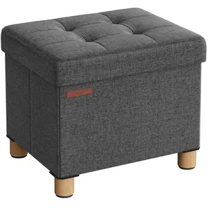 SONGMICS Pouf repose-pieds pliable, Gris Foncé LSF012G11 pas cher