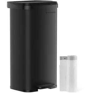 SONGMICS Poubelle de cuisine 68L en métal à pédale, Noire LTB520B6802 pas cher