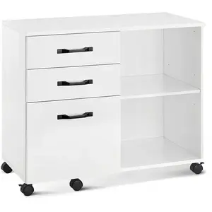 VASAGLE Caisson large roulettes, Blanc Boisé OFC041W46 pas cher