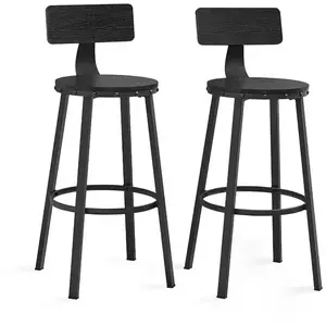 VASAGLE Chaise de bar avec dossier, Noir Boisé / 2 / 99H cm LBC026B56V1 pas cher