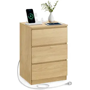 VASAGLE Table de chevet avec 3 tiroirs, Jaune Paille / 1 LET631Y70 pas cher
