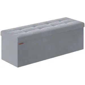SONGMICS Banc de rangement en velours avec 2 boîtes noir d'encre, Gris... pas cher