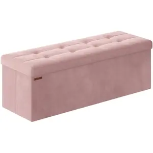SONGMICS Banc de rangement en velours avec 2 boîtes noir d'encre, Rose... pas cher