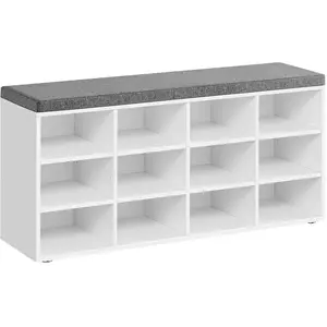 VASAGLE Banc à chaussures 12 compartiments, Blanc Classique LHS012W14 pas cher