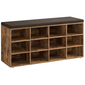 VASAGLE Banc à chaussures 12 compartiments, Marron Rustique LHS012B01 pas cher