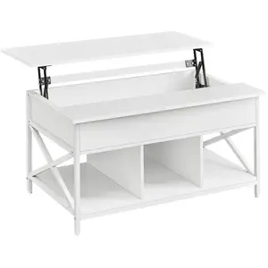 VASAGLE Table basse avec plateau relevable, Blanc neige + blanc LCT205W46 pas cher