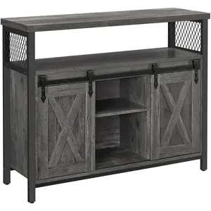 Buffet VASAGLE avec 2 Portes Coulissantes - Style Industriel - Gris An... pas cher