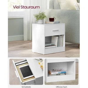 Vasagle Nachttisch 2er Set naturbeige-klassikweiß pas cher