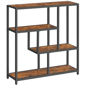 VASAGLE Bibliothèque, 30 x 100 x 103 cm, pour Salon, Bureau, Chambre, Cuisine, Marron Rustique et Noir d'EncreVendu parcdiscount