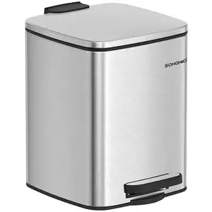 SONGMICS Poubelle de salle de bain 6L, Argent Métallique / 25,5H cm LTB590E02 pas cher
