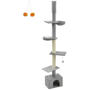 Feandrea Arbre à chat du sol au plafond, Gris Clair PCT210G01 pas cher