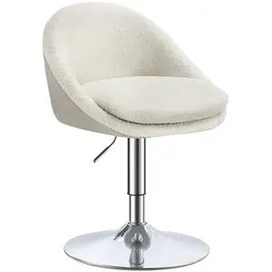 VASAGLE Chaise réglable avec dossier pour bureau et coiffeuse, Blanc c... pas cher