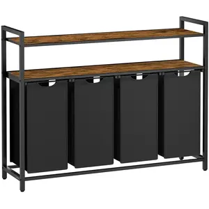 Vasagle Wasmand 4 vakken 2 planken Vintage bruin/Zwart pas cher