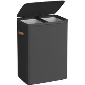 SONGMICS Wasmand met twee compartimenten - 170 liter - hoogte 75 cm - ...