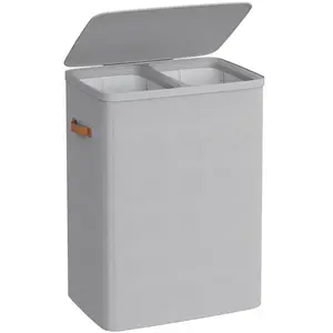 SONGMICS Wasmand, 170 L Vuile wasmand, 2 compartimenten, eenvoudige mo...