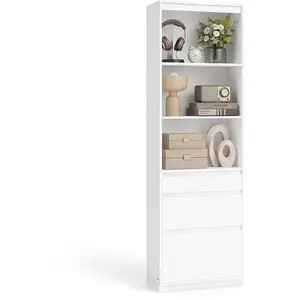 VASAGLE Buffet haut moderne avec étagères et tiroirs pratiques LBC188W01 pas cher