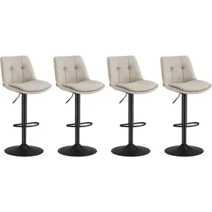 VASAGLE Tabourets de bar design avec siège pivotant à hauteur réglable, Blanc crème / 2 LJB195W02 pas cher