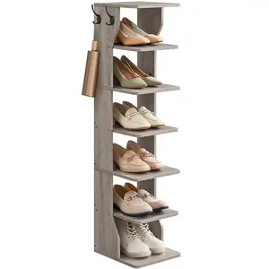 VASAGLE Schoenenrek, Schoenenrek voor de hal, 7 niveaus, Smal schoenenrek, Hal, Hoek, Kleedkamer, Greige Claro LBS200L01 pas cher