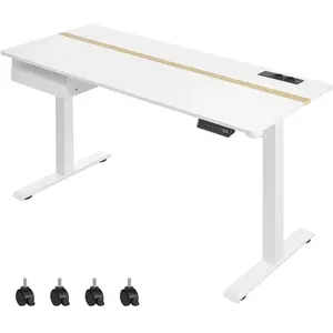 Vasagle In hoogte verstelbaar Bureau 60 x 140 cm Wit met Elektrische Hoogteverstelling pas cher
