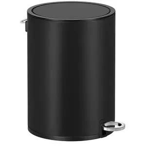 Songmics - pedaalemmer - badkamerprullenbak - Cosmetica-emmer - 3 liter, vuilnisemmer badkamer, kleine afvalemmer met deksel, softclose, uitneembare binnenemmer van kunststof, voor badkamer, kantoor, staal, zwart