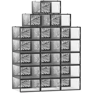 SONGMICS Boîte à Chaussures Transparent, Lot de 18, Boîte de Rangement, Pointure 44