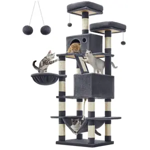 Feandrea Arbre À Chat Multi-Niveaux D'hautuer 168 Cm, Gris Foncé pas cher