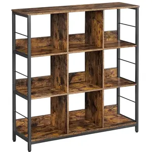 Comparateur de prix : VASAGLE Étagère 9 cases industriel, Marron Rustique + Noir LLS112B01