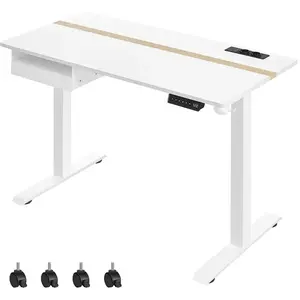 VASAGLE Bureau réglable en hauteur, Blanc / 60P x 120L cm LSD112W01 pas cher