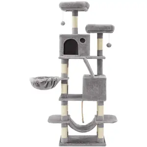 Comparateur de prix : FEANDREA Arbre à Chat, Grande Tour de Jeux, Hauteur 168 cm, avec 13 Griffoirs, 1 Planche à Griffer, 2Plate-Forme, 2Niches, Panier, PCT165W01