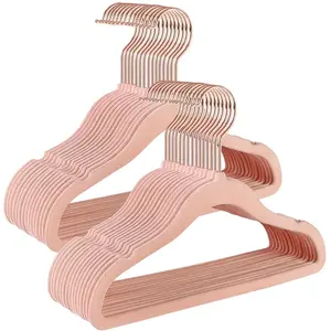 Cintres enfants en velours antiglisse, Rose Clair / 50 CRF027P01