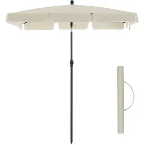 SONGMICS Parasol voor balkon, rechthoekige tuinscherm, 180 x 125 cm, uv-bescherming tot UPF 50+, kantelbaar, parasoldoek met PA-coating, voor tuin, terras, zonder voet, beige pas cher