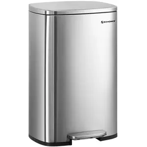 SONGMICS Poubelle de cuisine 50L, Argenté / 43,2L x 37,1l x 63,2H cm LTB050E01Vendu parsongmics