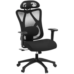 SONGMICS Fauteuil d'ordinateur ergonomique réglable noir OBN063B01 pas cher