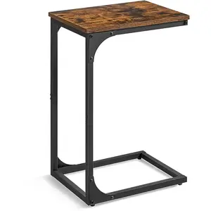 VASAGLE Table d'appoint en C industriel, Marron Rustique + Noir LET350B01 pas cher