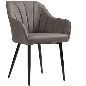 SONGMICS Chaise de salle à manger avec accoudoirs, Gris LDC079G01 pas cher