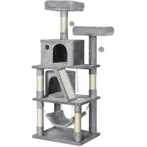 FEANDREA PCT163W01 Arbre à chat avec 2 niches Gris clair 155 cm