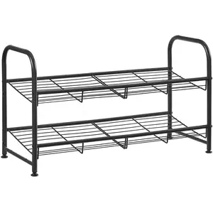 SONGMICS Meuble à Chaussures à 2 Niveaux, Étagère Rangement Empilable, Jusqu'à 8 Paires, en Métal, 68,5 x 27,5 x 37 cm, pour Talons Hauts, Baskets,Vendu parsongmics