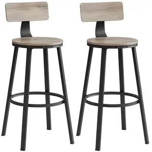 VASAGLE Chaise de bar avec dossier, Grège + Noir / 2 / 99H cm LBC026B02 pas cher