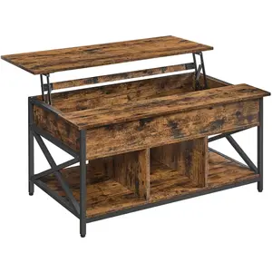 Table basse - VASAGLE - avec plateau relevable - Marron Rustique et No... pas cher
