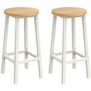 VASAGLE Tabouret haut industriel, Beige Chêne + Blanc / Lot de 4 LBC232W09 pas cher