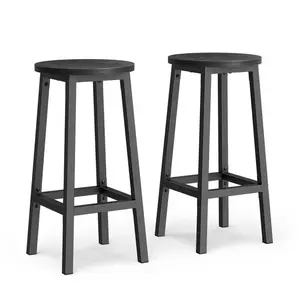 VASAGLE Tabouret haut industriel, Noir Boisé + Noir Classique / Lot de... pas cher