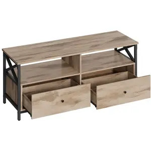 VASAGLE TV cabinet industriel, Marron Chêne + Noir LTV300B50 pas cher