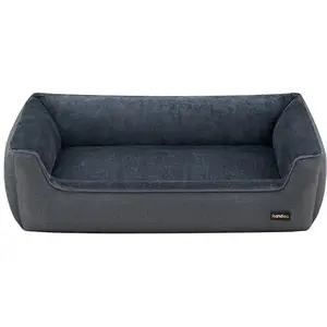 FEANDREA Hundebett mit erhöhten Ränder 120 x 90 x 30 cm dunkelgrau pas cher