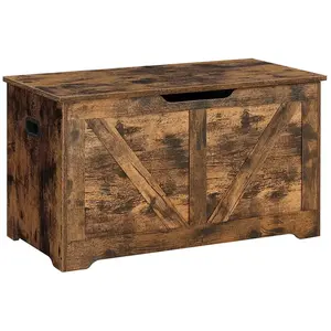 VASAGLE Coffre de rangement avec 2 charnières de sécurité, Marron Rustique / 40 x 80 x 46 cm LSB062T01 pas cher